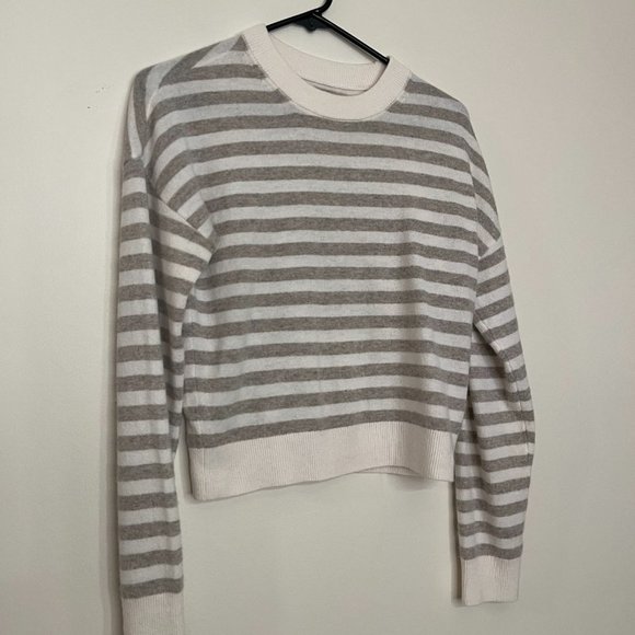 Abercrombie and Fitch 100% Cashmere Cream & Beige Stripe Sweater XXS - Picture 6 of 9